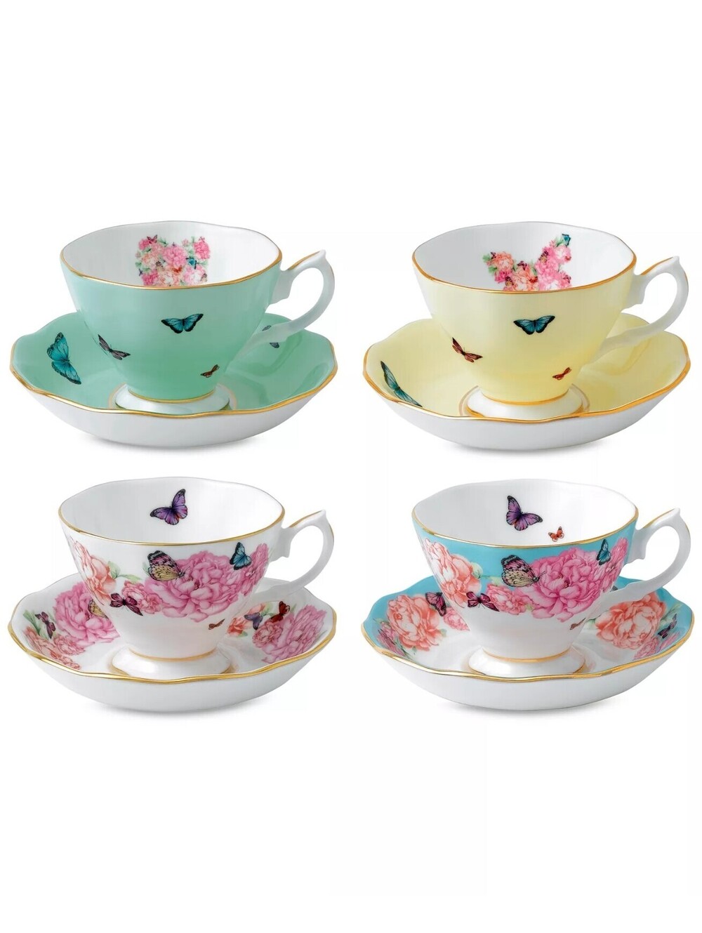 312$ Royal Albert Miranda Kerr for Mixed Pattern Teacup & Saucer Service for 4